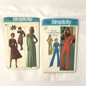 Simplicity Sewing Patterns Lot #7749 & #7085